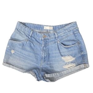 Zara TRF Vintage Collection High Wait Distressed Denim Shorts  Size 6